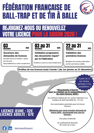 Licences  obligatoire 2026